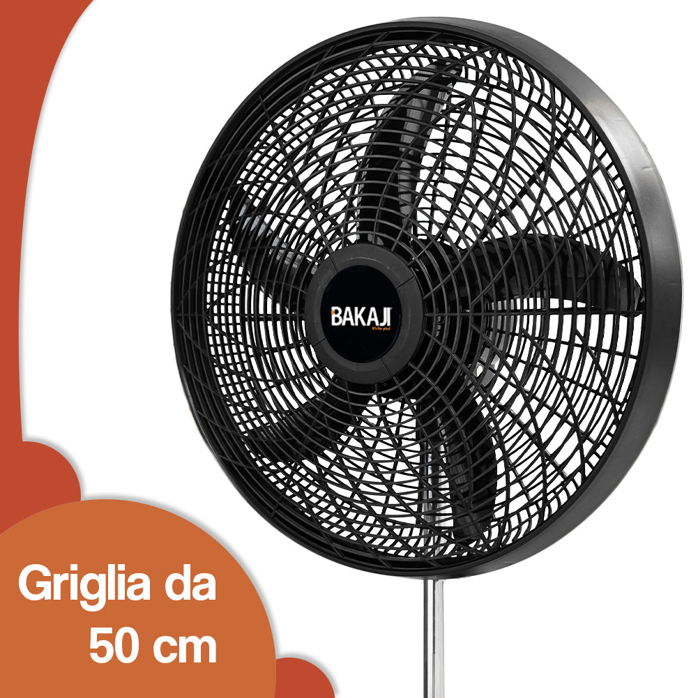 Ventilatore 3in1 Piantana Muro e Tavolo Base Tonda Antiribaltamento Griglia 50cm