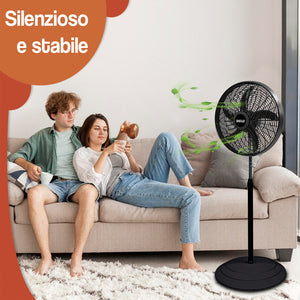Ventilatore 3in1 Piantana Muro e Tavolo Base Tonda Antiribaltamento Griglia 50cm
