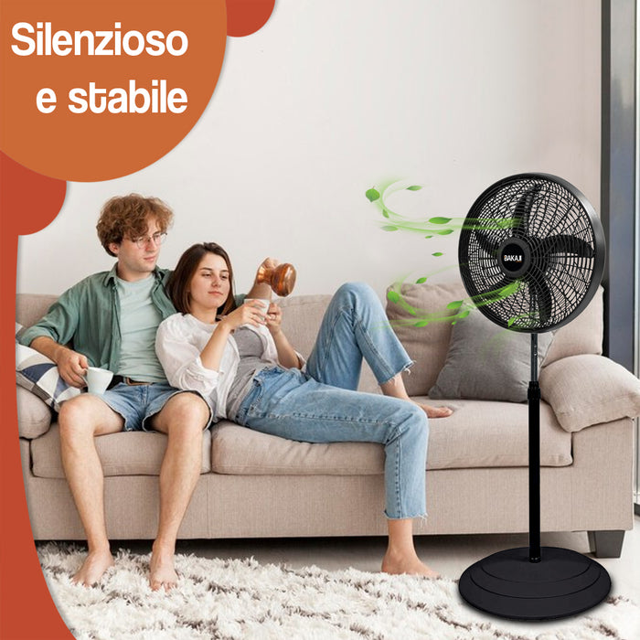 Ventilatore 3in1 Piantana Muro e Tavolo Base Tonda Antiribaltamento Griglia 50cm