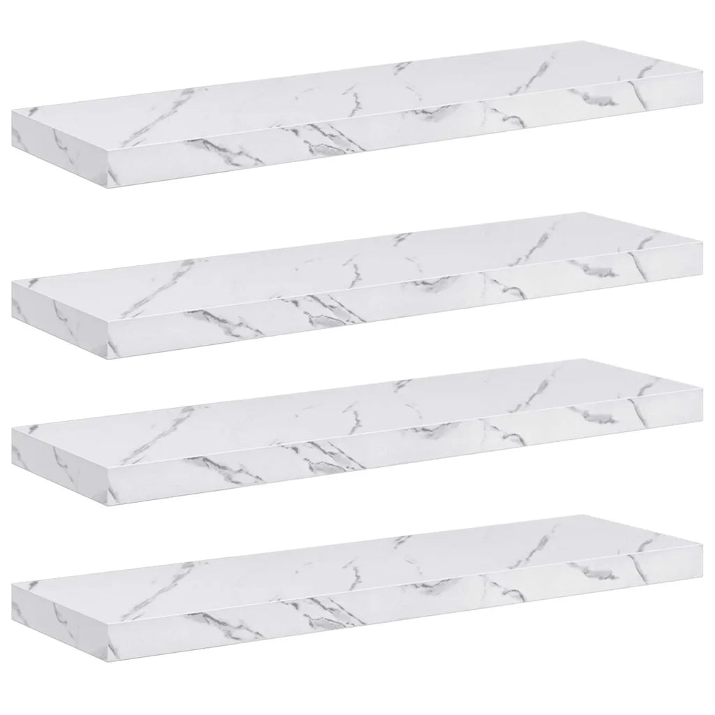 4 pz Scaffale da parete | Ripiano a parete | Mensola a parete Marmo Bianco 80 x 23,5 x 4 cm