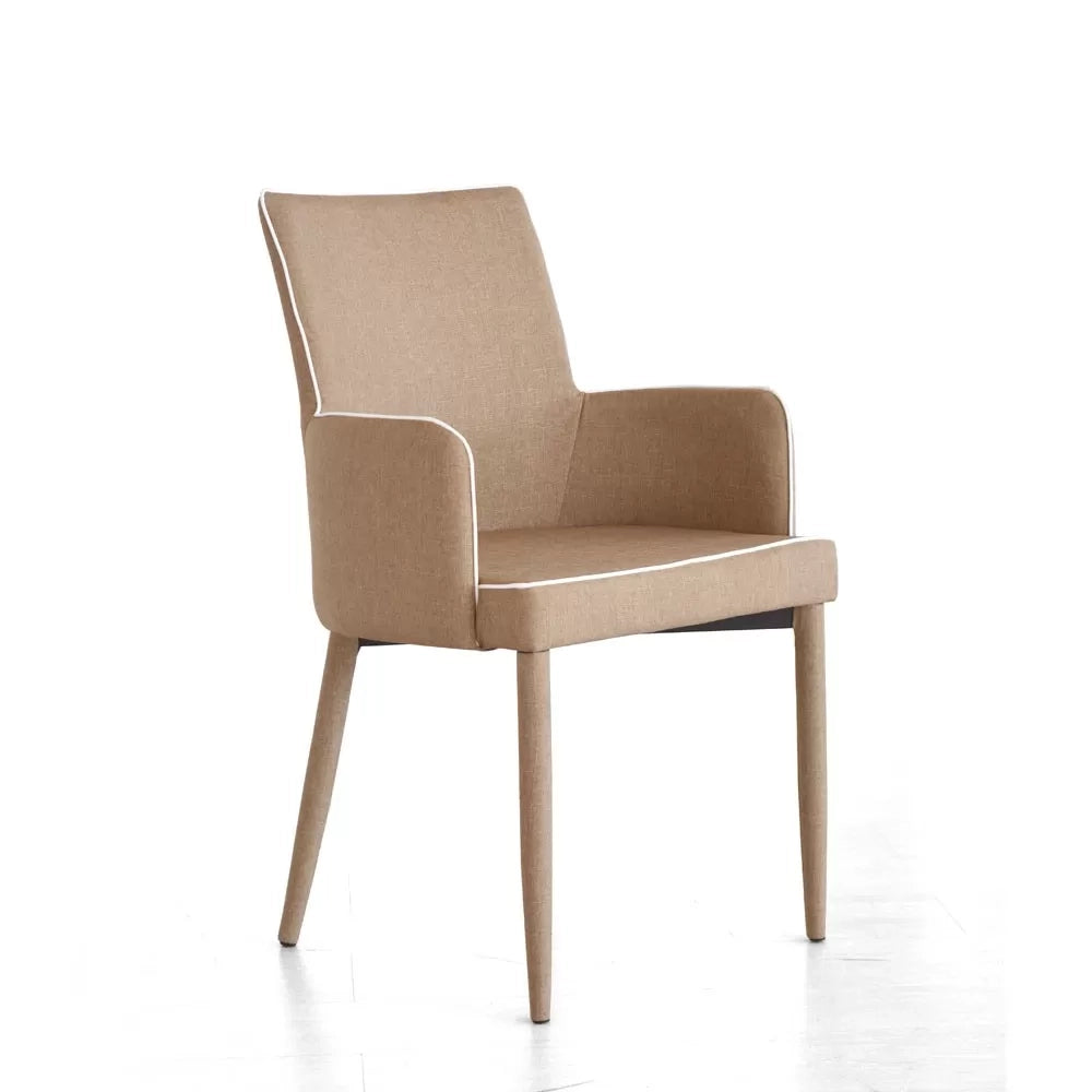 Set 4 poltrone in tessuto tortora con bordo bianco misure l.55 h.89 p.54 hs.49 (698) - Mobili 2G