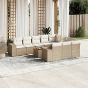 Set Divani da Giardino 11 pz con Cuscini Beige in Polyrattan 3225624