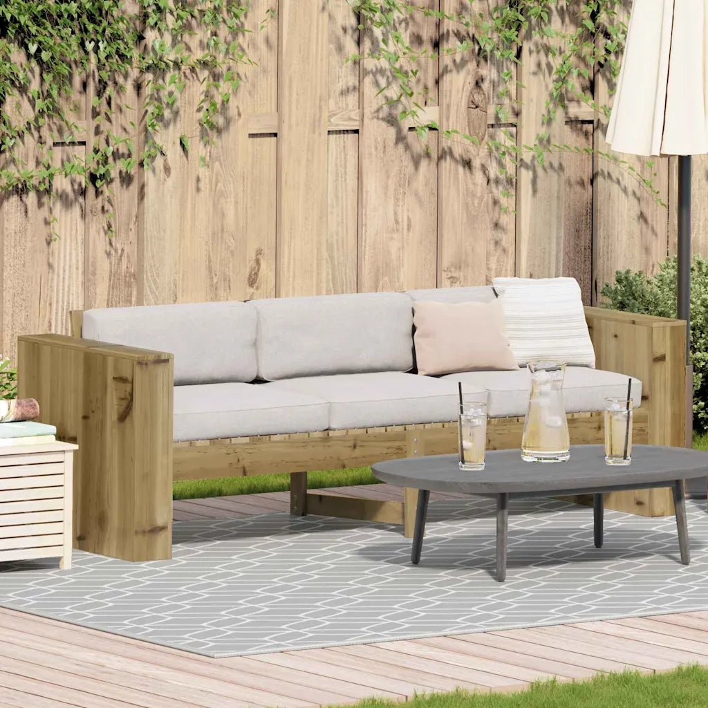 Divano da giardino-Sofa da Giardino-Divano da esterno Marrone 185,5 x 60 x 62 cm Pino massello