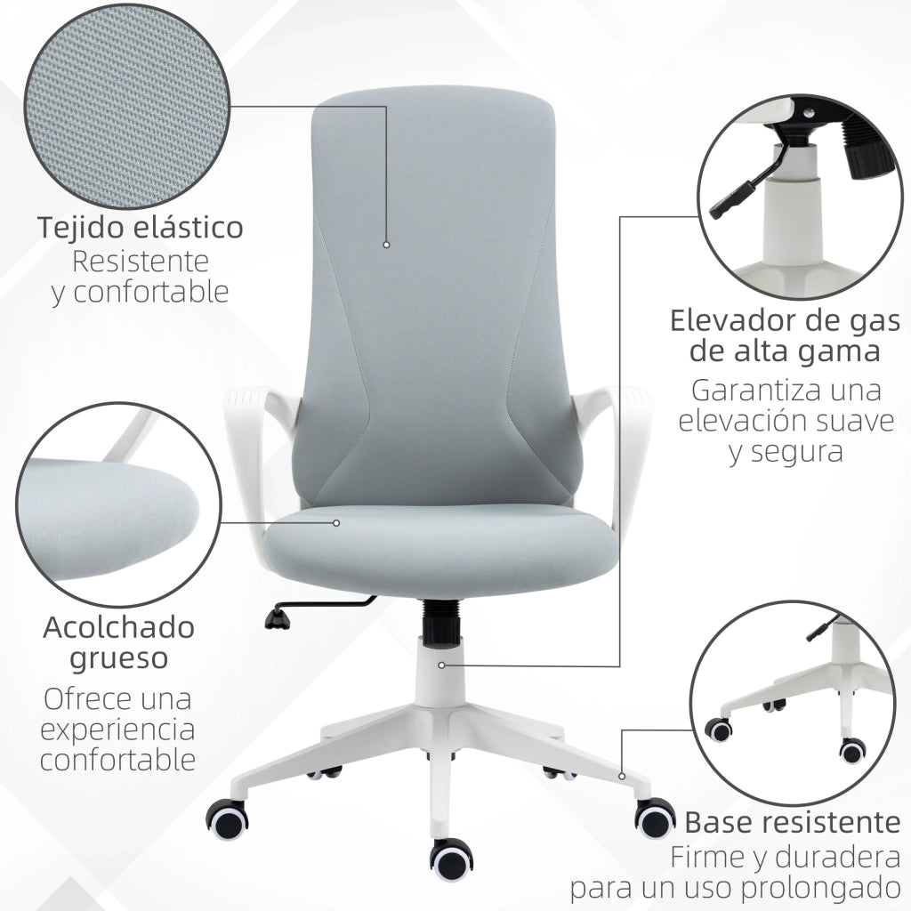 Sedia da Ufficio Girevole Regolabile con Schienale Alto e Braccioli ¨C zephmum ¨C Grigio 62x56x110-119,5cm