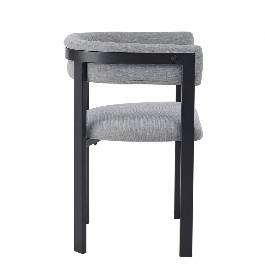 Set di 6 sedie da pranzo moderne in chenille grigio con schienale avvolgente