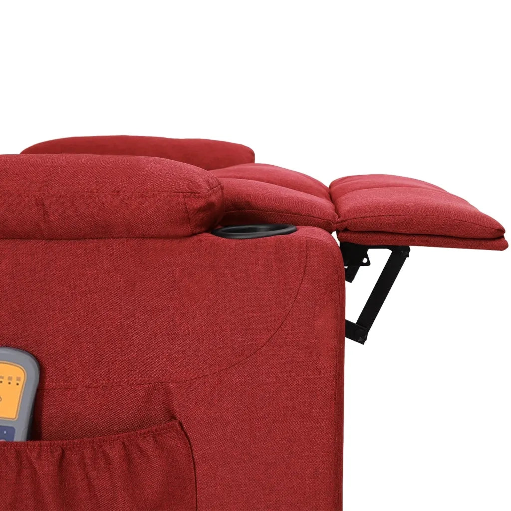Poltrona Massaggiante Elettrica Rosso Vino in Tessuto 3098830