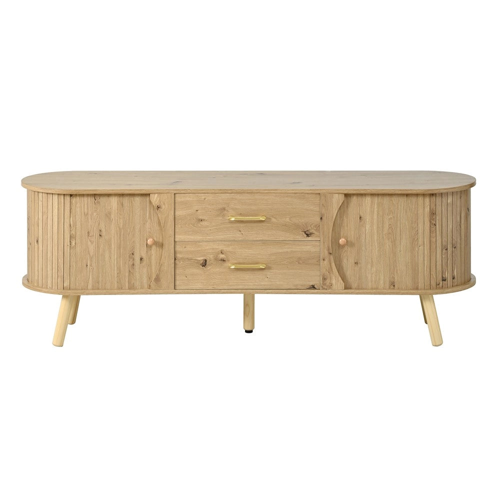 Mobile TV con 2 Ante Scorrevoli e 2 Cassetti ¨C Xylo ¨C Legno MDF Massello, Design Scandinavo