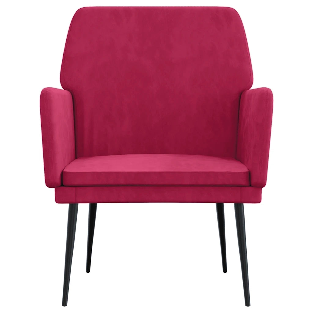 Poltrona | Sedia Relax Rosso Vino 62x79x79 cm Velluto