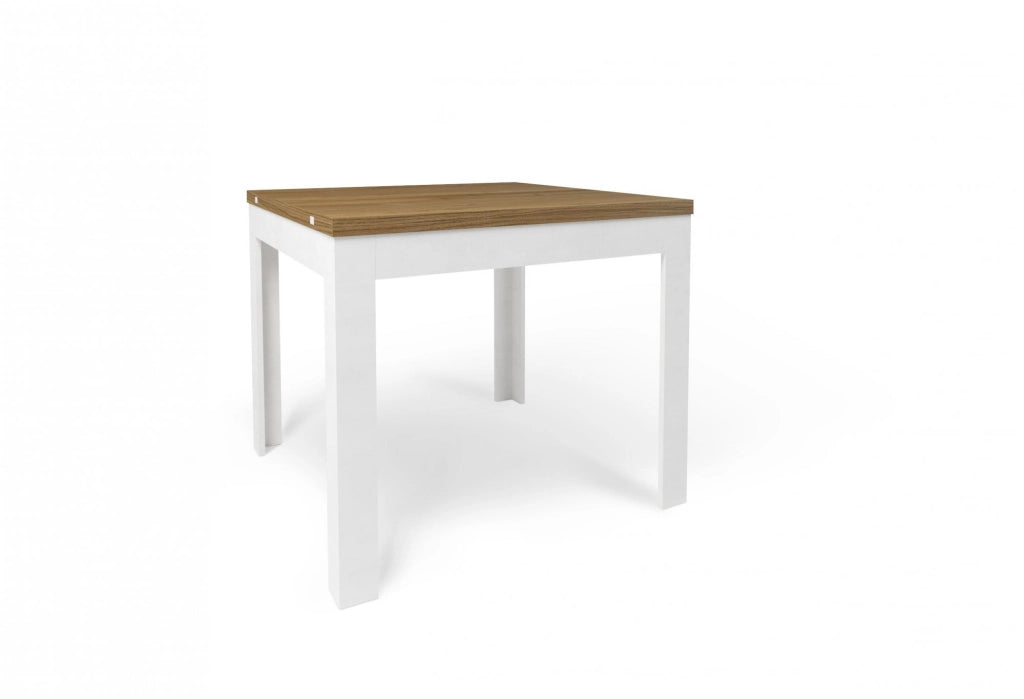 Tavolo Quadrato / Rettangolare Pieghevole Allungabile 90+90cm noce stelvio e bianco ossido