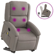 Poltrona Alzapersona Massaggiante | Sedia Relax Reclinabile Tortora Tessuto