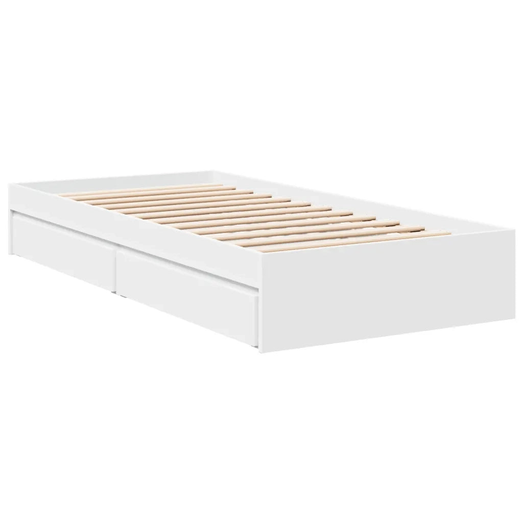 Giroletto con Cassetti Bianco 100x200 cm in Legno Multistrato