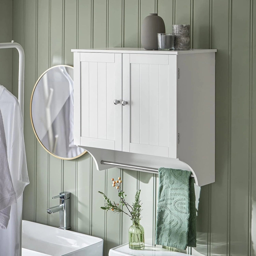 Pensile Bagno Mobile Bagno Sospeso con Mensola, Design Salvaspazio, Regali Regolabili, 60x30x60 cm, per Bagni Piccoli e Cucine BZR84-W