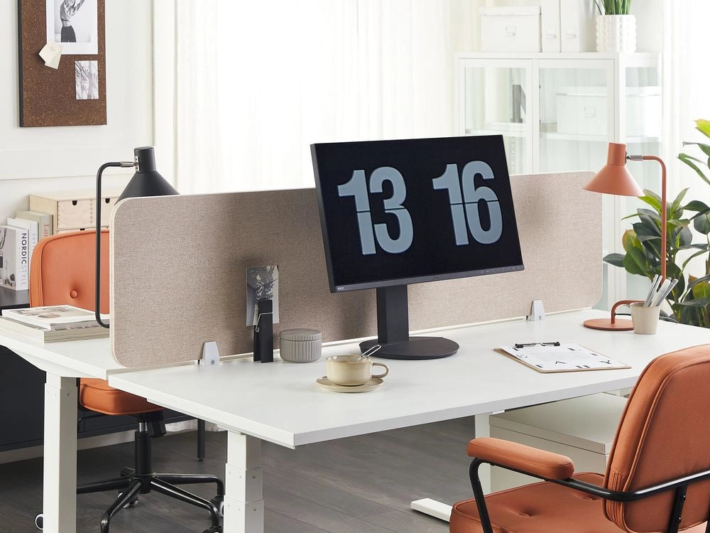 Pannello Divisorio Fonoassorbente per scrivania in PET beige 160 x 40 cm tavolo ufficio