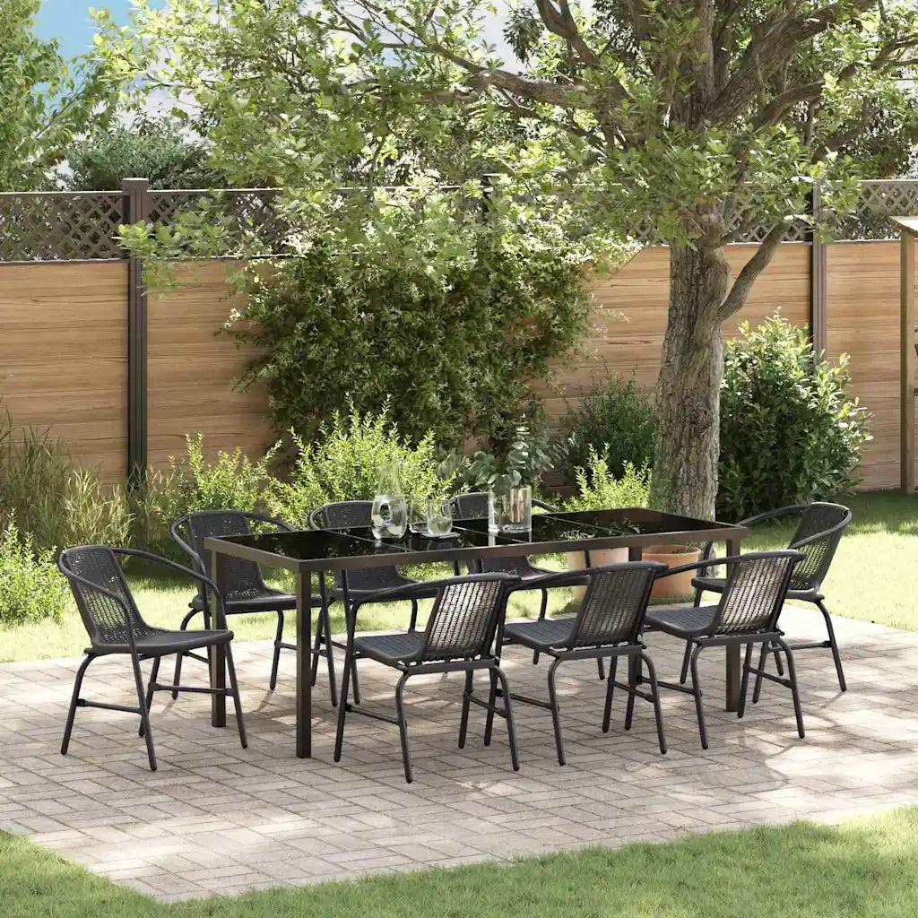 Set da Pranzo per Giardino 9 pcs Nero 3379386