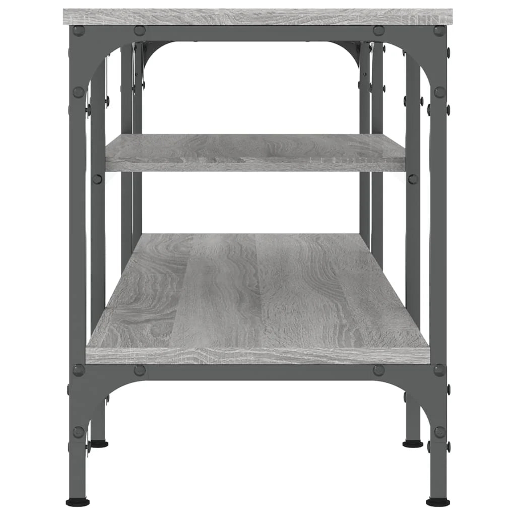 Mobile TV multimediale mensola TV credenza TV sala da pranzo soggiorno camera da letto Sonoma 121 x 35 x 45 cm legno ingegnerizzato e ferro grigio 02_0028382