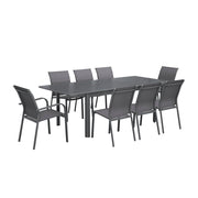 Set tavolo da giardino allungabile in alluminio con 8 sedie, antracite