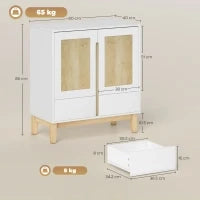 Credenza con 2 porte, 2 cassetti e ripiano regolabile, 80 x 40 x 86 cm, Bianco e rovere