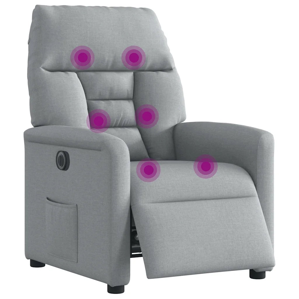 Divano Sedia-Poltrona Reclinabile Massaggio Elettrica Grigio Chiaro Tessuto 288897