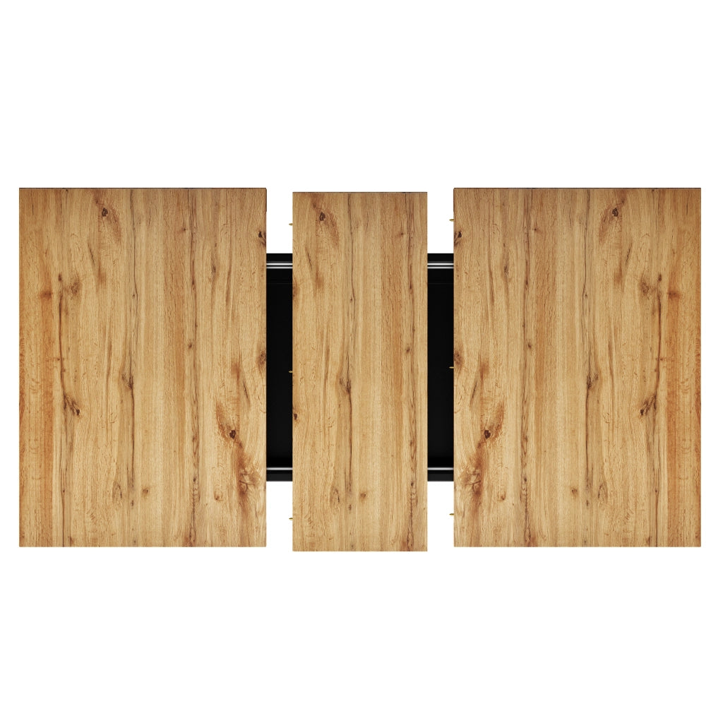 TAVOLO Allungabile 110-140x80x76 cm Nero Effetto legno con LED e vano contenitore