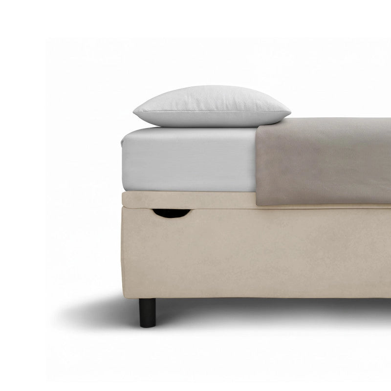 Letto imbottito Letto Matrimoniale alla Francese 140x200 cm Vertical - Contenitore,Microfibra,Sabbia