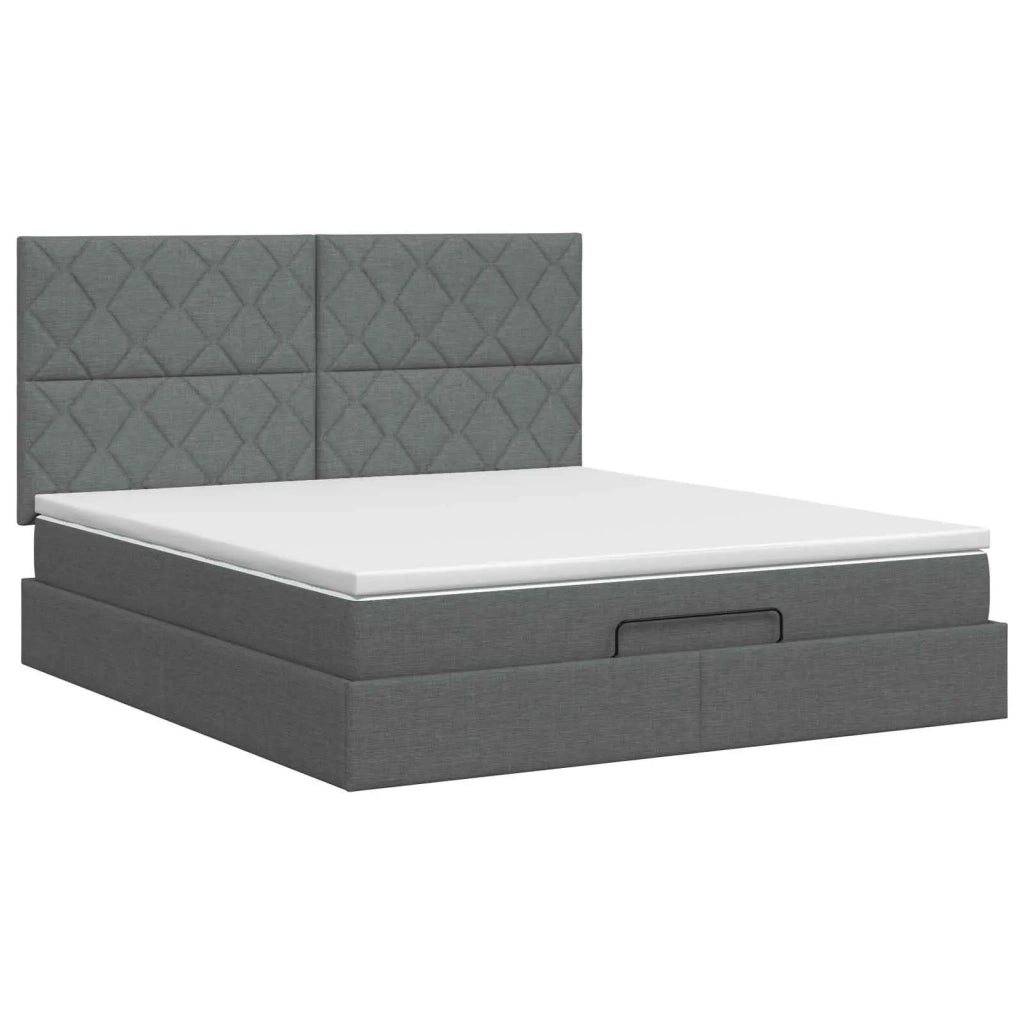 Letto ottomano con materasso Grigio Scuro 140 x 200 cm Tessuto 3457578