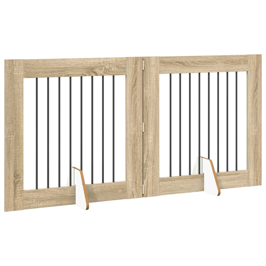 Cancello per cani con supporti 2 pcs Rovere Sonoma 80 x 80 cm 892074