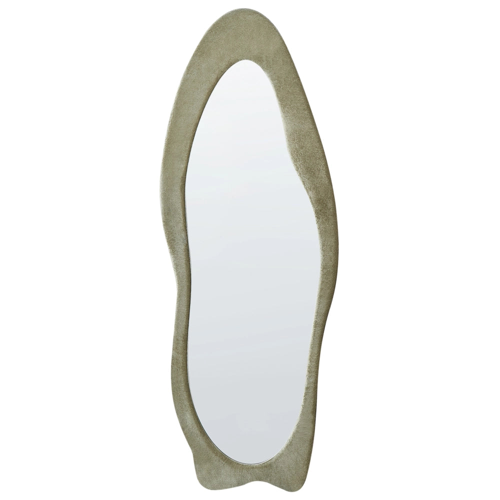 Specchio da parete verde con cornice in MDF, vetro 57 x 160 cm, forma irregolare, pezzo decorativo da parete, stile moderno.