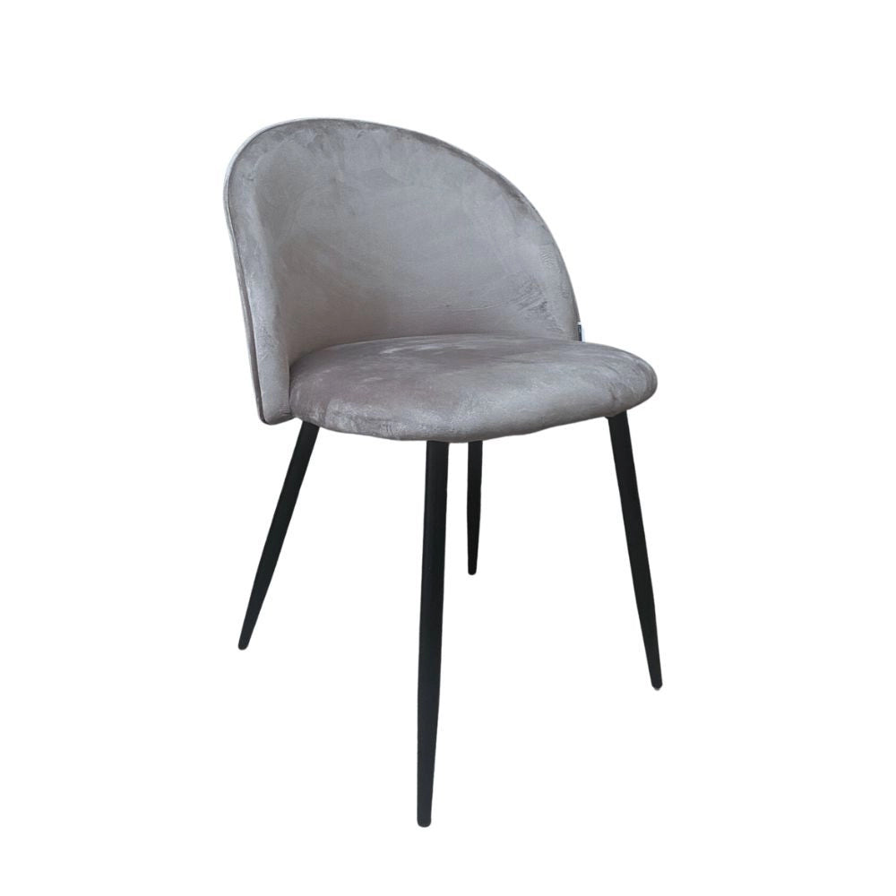 Set 4 Sedia velluto grigio e gambe in metallo nero Despina
