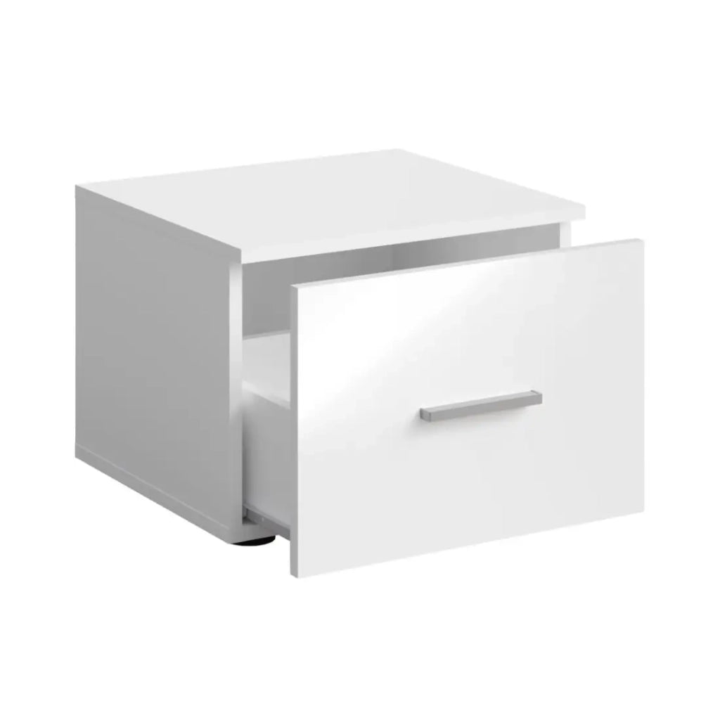 Set letto PANAREA 180x200 con LED, doghe e comodini - Bianco lucido - Letto design moderno