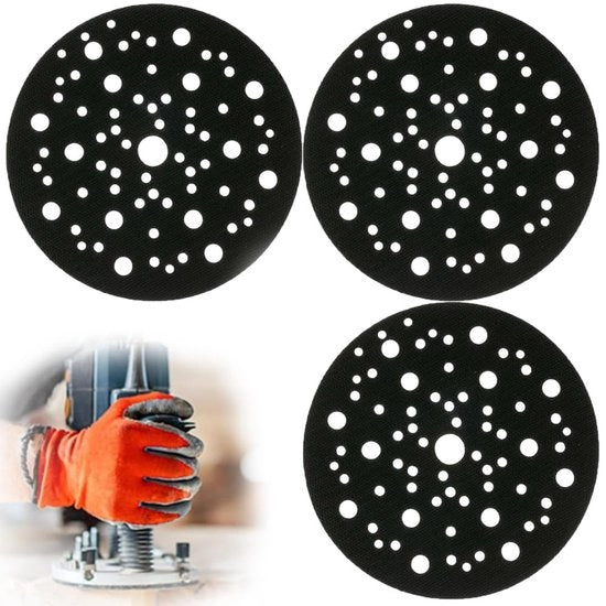 Set di 3 Pads di protezione con diametro di 150 mm e 70 fori, ideali per schiaritori orbitali e schiacciasassi, piastra di protezione durevole per dischi abrasivi