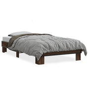 Letto singolo | Letto per adulti | Giroletto Rovere Marrone 100x200 cm Legno Multistrato e Metallo