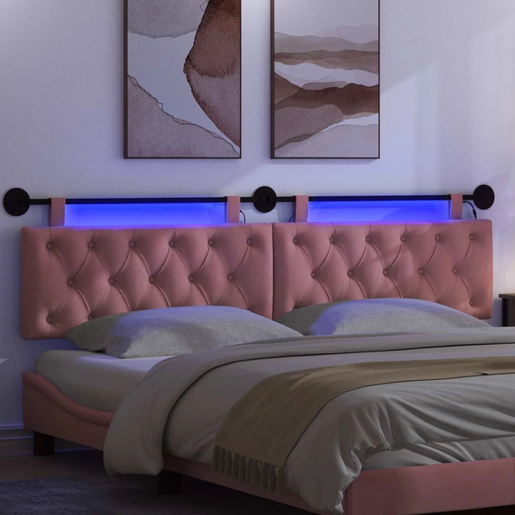 Testiera | Testata sospesa Con luce LED Rosa Velluto