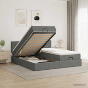 Letto ottomano con materasso 2 pz Grigio Scuro Tessuto 3456713