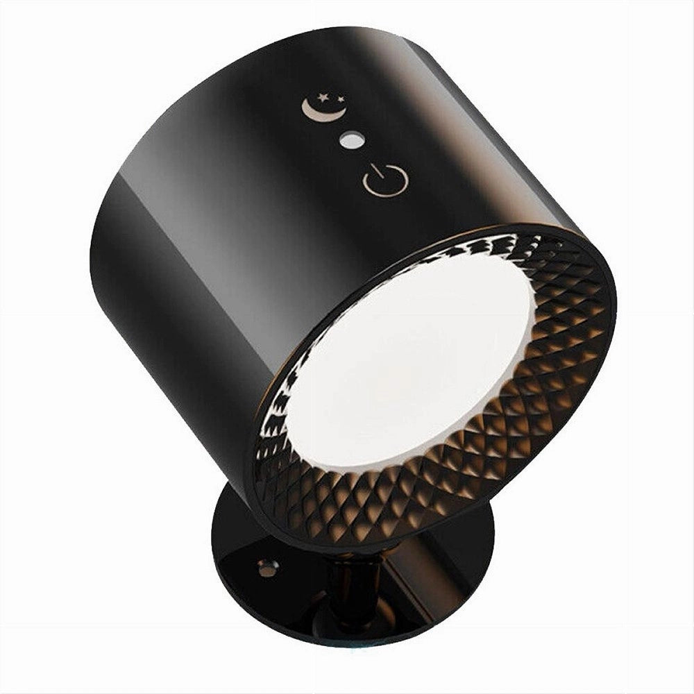Trade Shop - Lampada Parete Led Luce Fronte Retro Ricarica Usb 3 Colori Luce Orientabile Bd01-3c - Nero