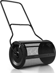 Spandiconcime da 60,5 cm, Rullo da Giardino con Impugnatura Pratica Chiusure Laterali e Rete in Metallo per Concimazione e Semina, Rullo Spandiconcime per Prato Giardino, Verde (Nero)