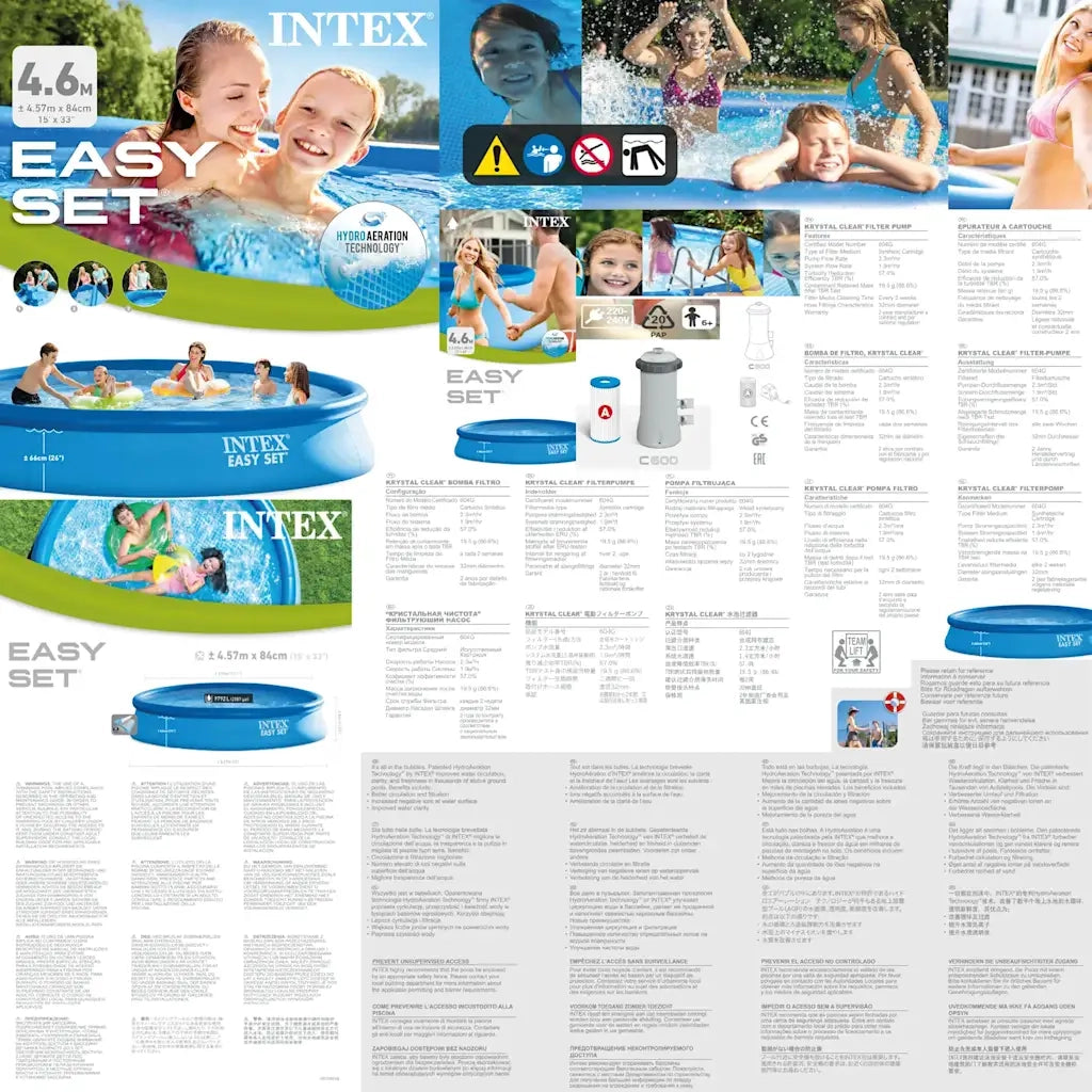 INTEX Piscina Easy Set con Sistema di Filtro 457x84 cm 92514