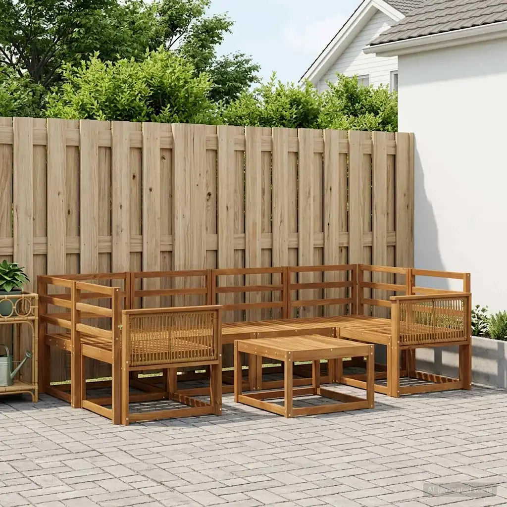 Set di divani da esterno 7 pcs Naturale