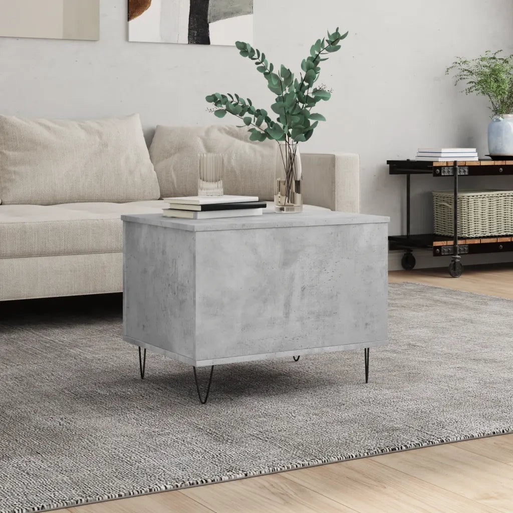 Tavolino Salotto-Tavolino da soggiorno-Tavolo Grigio Cemento 60x44,5x45 cm Legno Multistrato 489401