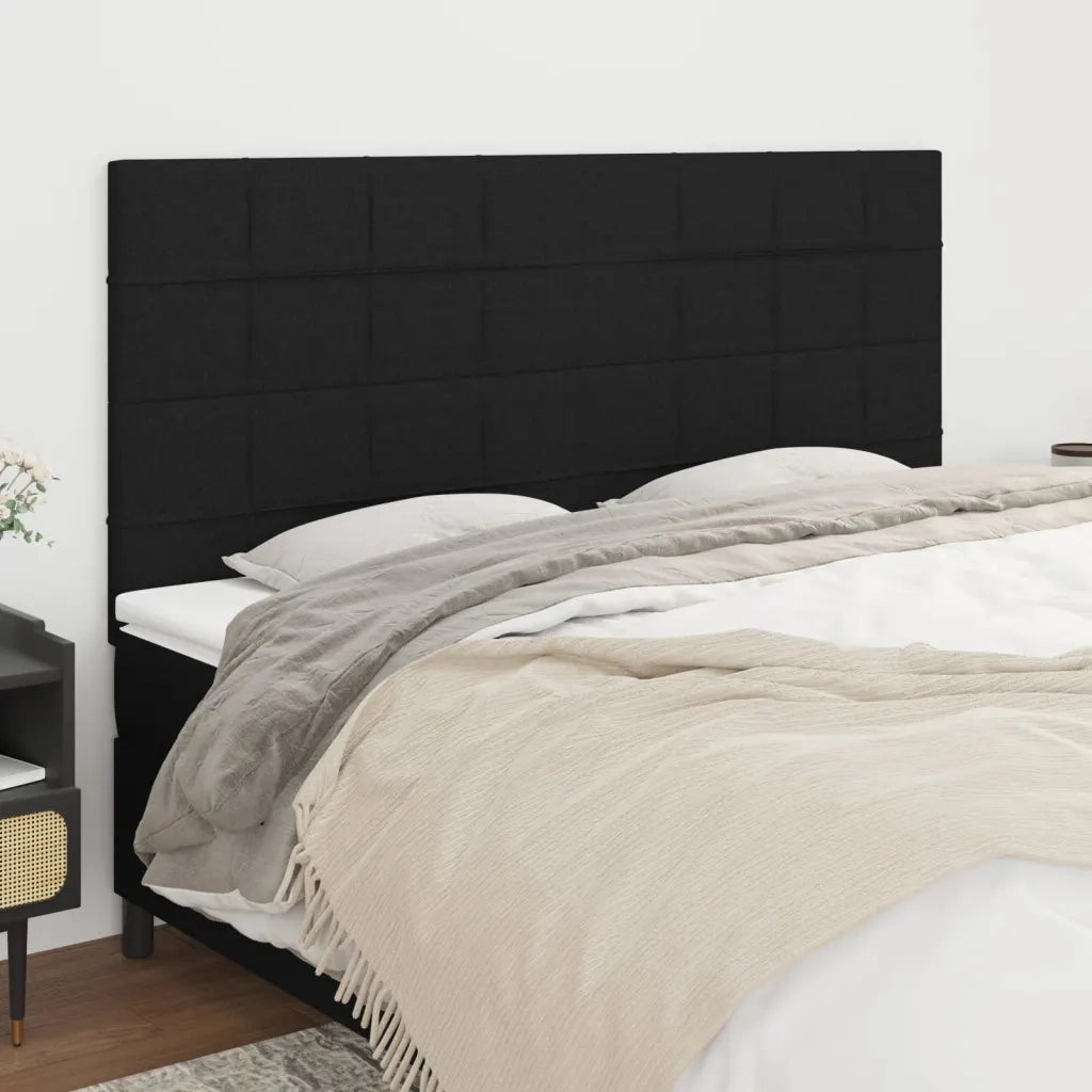 Testiera | Testata Nera 160x5x118/128 cm Tessuto