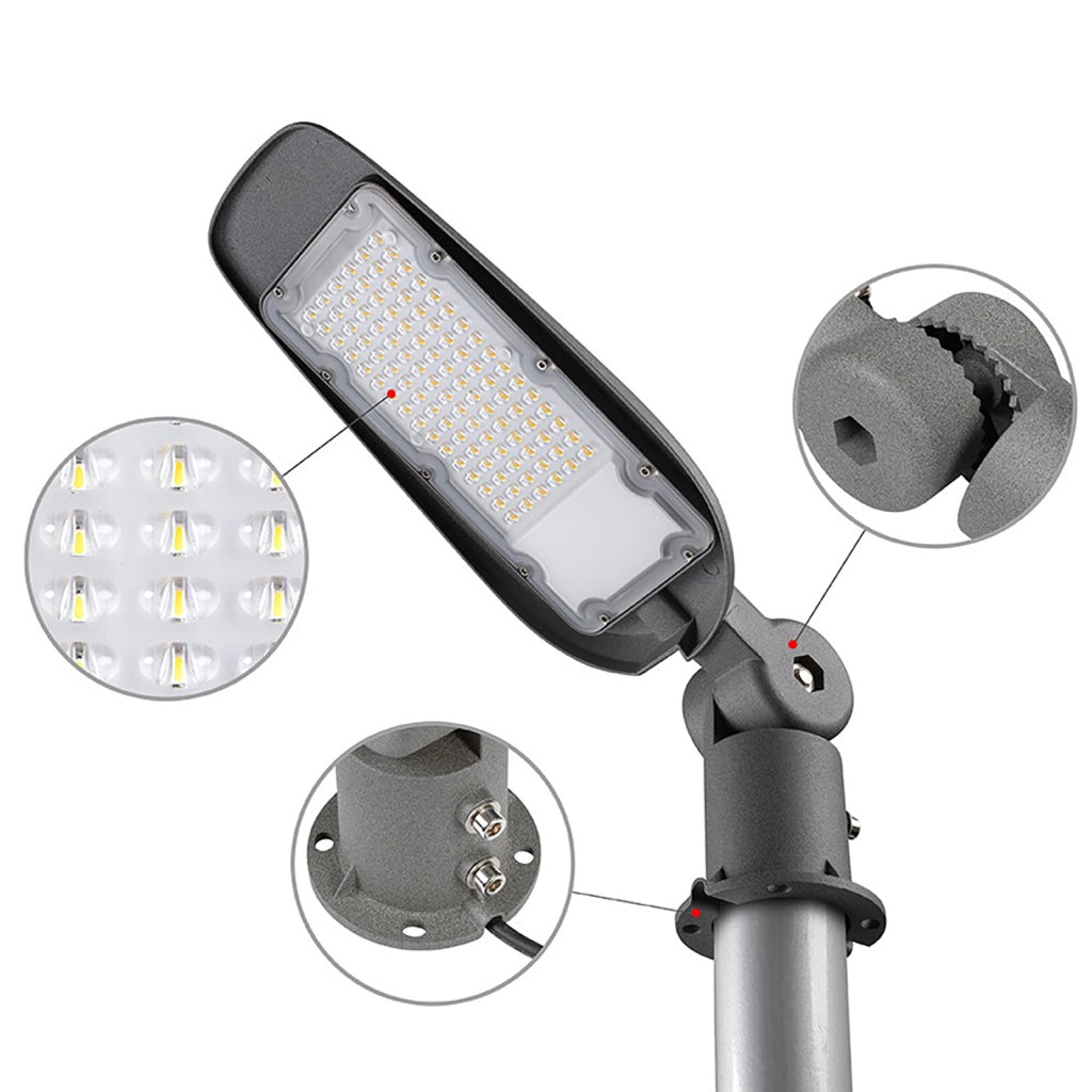 Faro armatura luce stradale IP65 lampione LED inclinabile 180 6500K illuminazione viali giardino 9000lm 230V 100W
