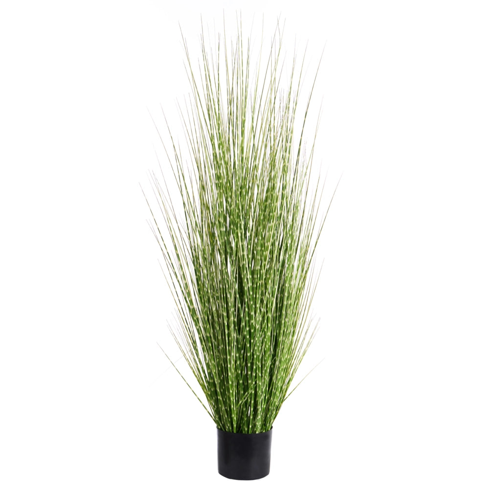 Pianta artificiale in vaso con erba verde e vaso in plastica nera, erba zebra da 120 cm, accessorio decorativo per interni