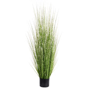 Pianta artificiale in vaso con erba verde e vaso in plastica nera, erba zebra da 120 cm, accessorio decorativo per interni