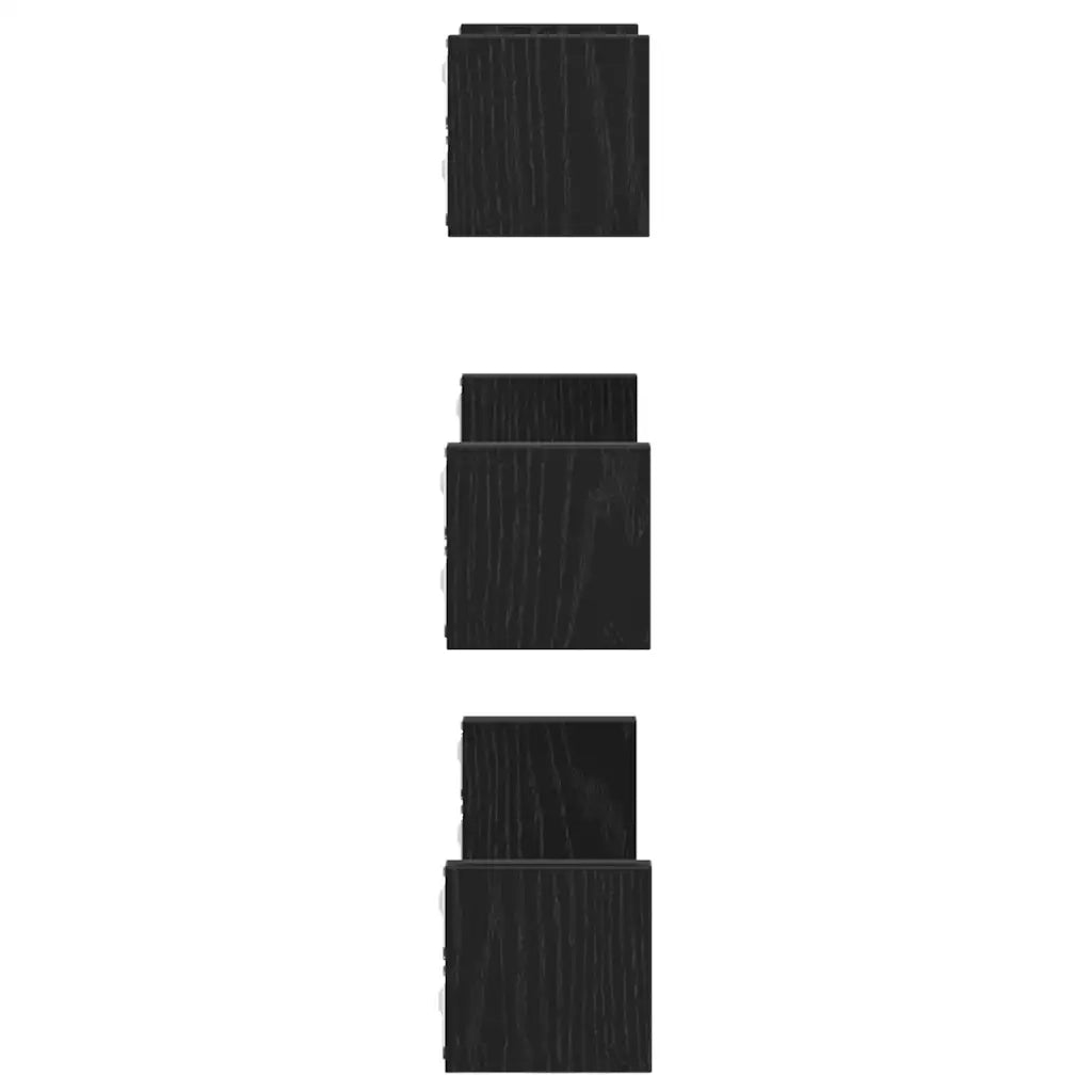 Mensole Parete 3pz Rovere Nero in Legno Multistrato 868074