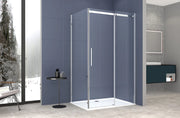 Box Doccia 2 lati 100x160 cm SENZA TELAIO H200 cm da 8mm: lato fisso + porta scorrevole FIORE Satinato