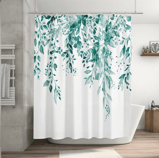 Douchegordijn per fusto, decorazione per piante, fiori, foglie, boccioli, relax, disegno di piante, esperienza rilassante in bagno, accessorio da bagno di alta qualità, tenda per doccia, 100% tessuto.