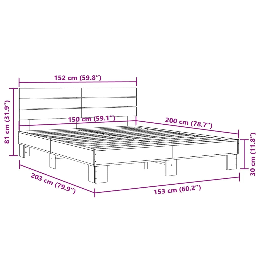 vidaXL Giroletto Rovere Sonoma 150x200 cm in Legno Multistrato Metallo