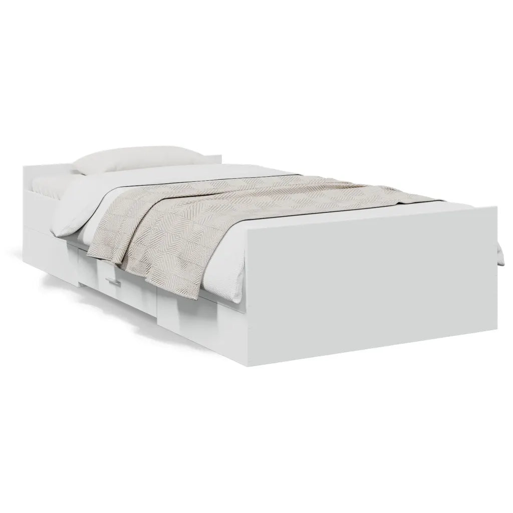 Giroletto con Cassetti Bianco 90x190 cm in Legno Multistrato 3280342
