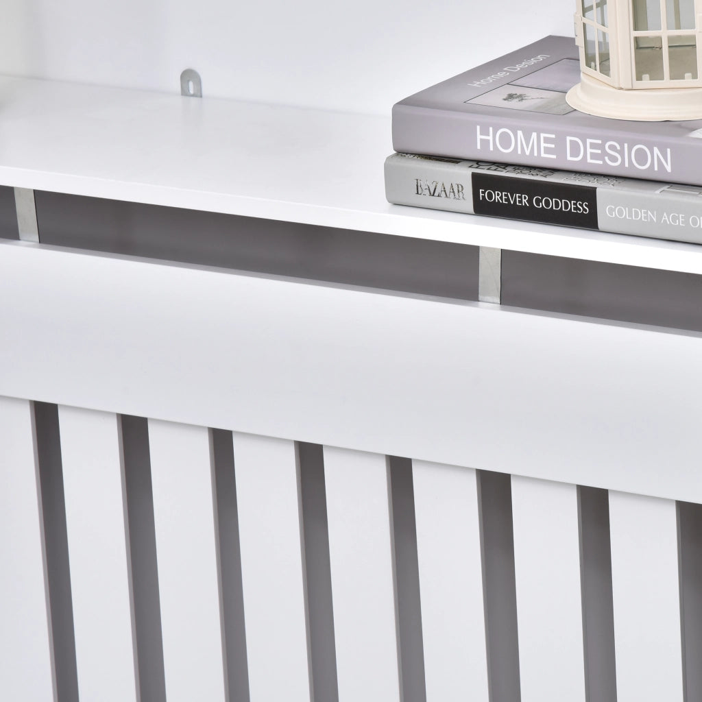 Copritermosifone a Doghe in MDF per Casa e Ufficio. 112x19x81 cm. Bianco