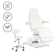 Poltrona estetica elettrica con sgabello girevole 300 watt 150 kg bianca 14_0009009