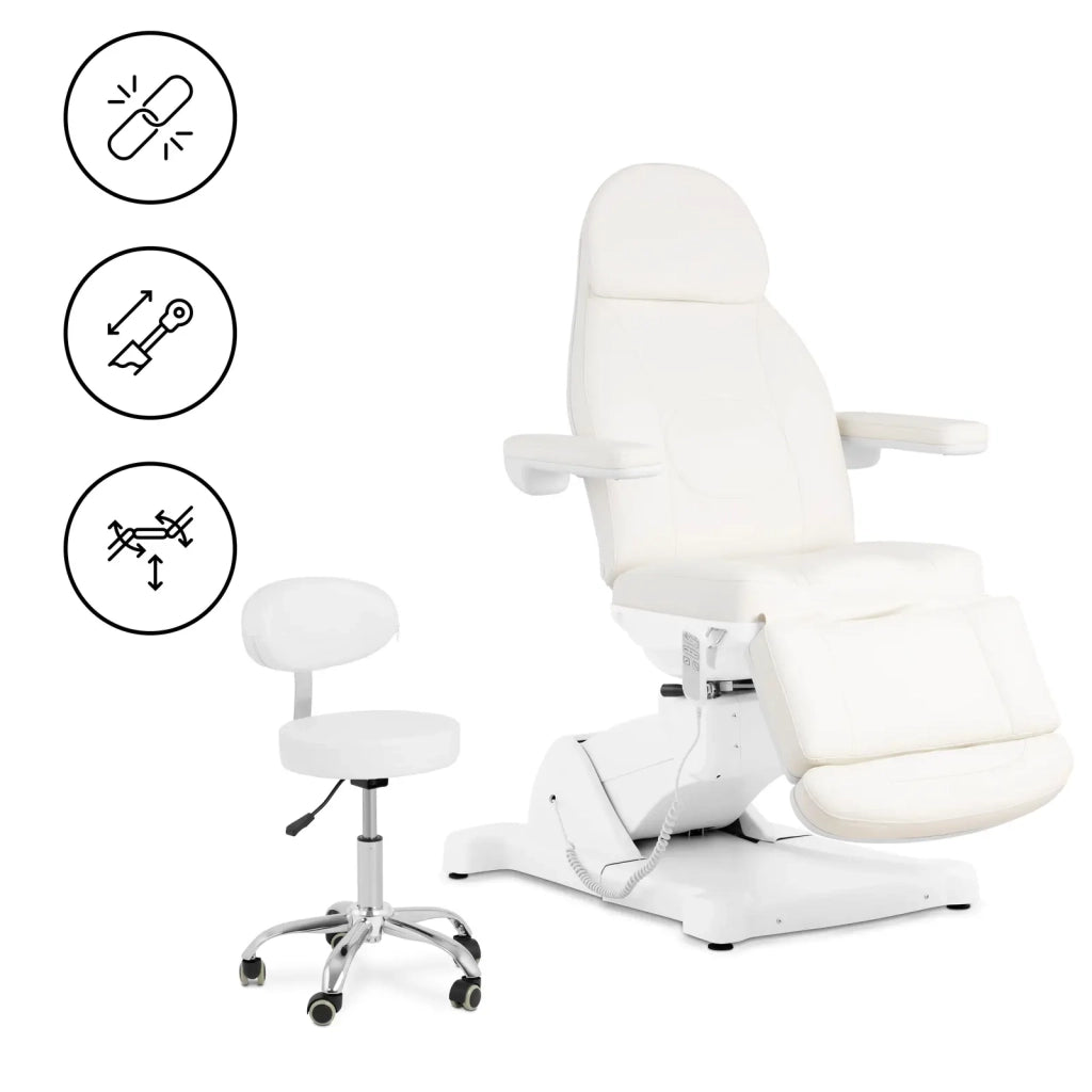 Poltrona estetica elettrica con sgabello girevole 300 watt 150 kg bianca 14_0009009